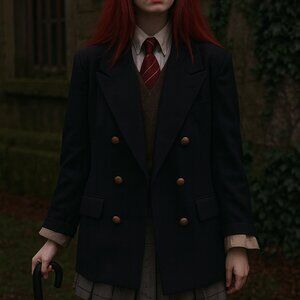 Vintage Pendleton Blazer Jacket 100% Virgin Wool - Black with Shoulder Pads 14